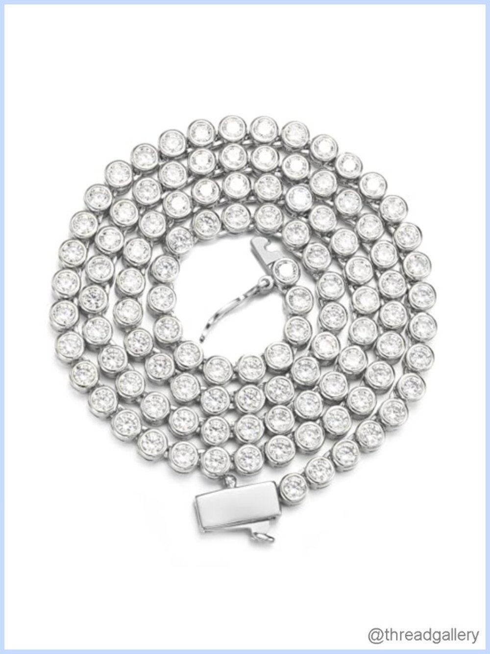 Bezel Set 3mm CZ Tennis Necklace in White/Yellow Gold Plated, 16/18/20 Inch